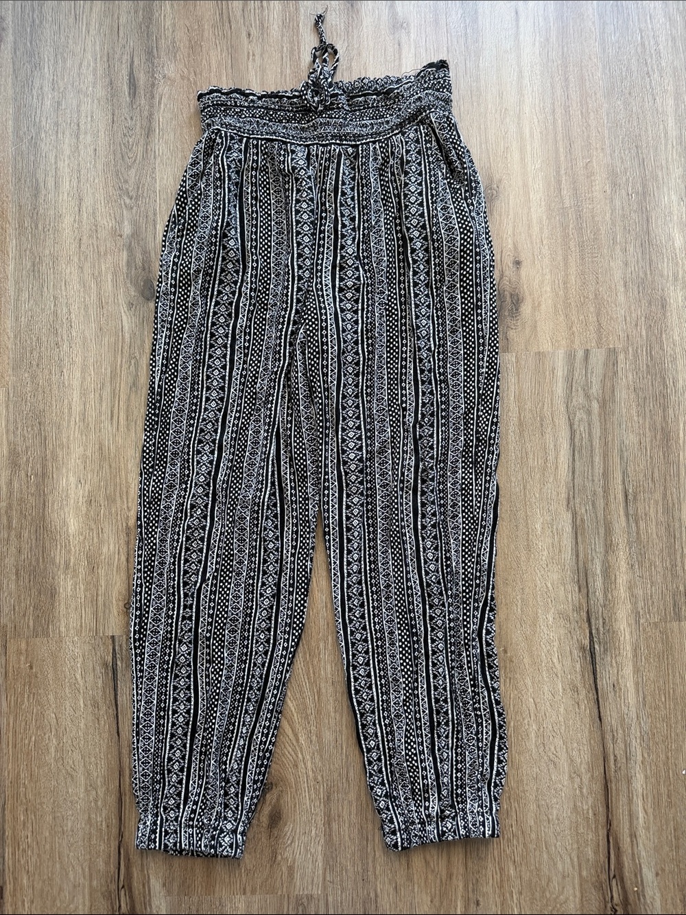 Kingston Grey Black & White Harem Pants with Pockets